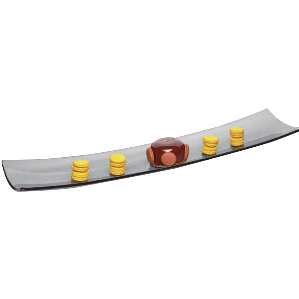 GH/3222H Curved Edge Sushi Hot-Melt Gray Plate (5mm Thickness)