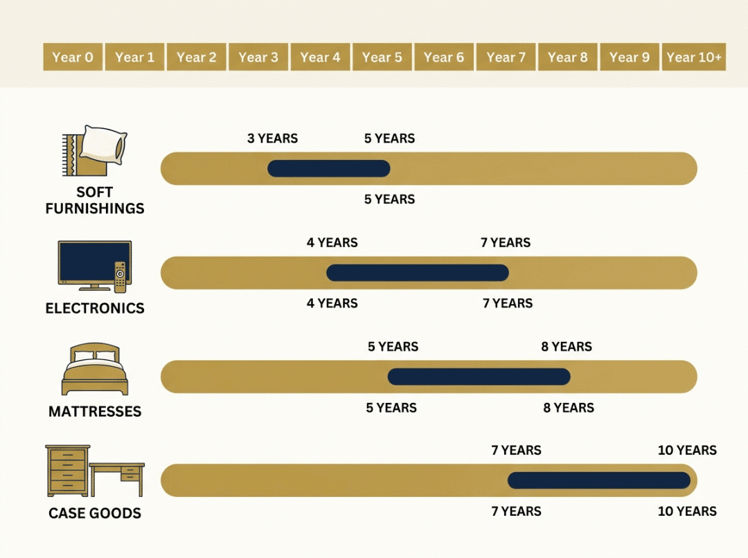Hotel FF&E replacement cycle timeline Hotel FF&E replacement cycle timeline