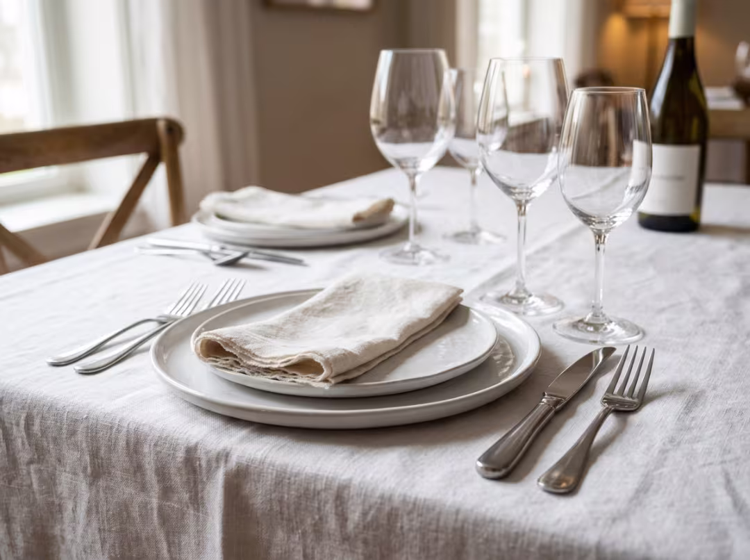Neatly arranged restaurant plates and glassware Neatly arranged restaurant plates and glassware