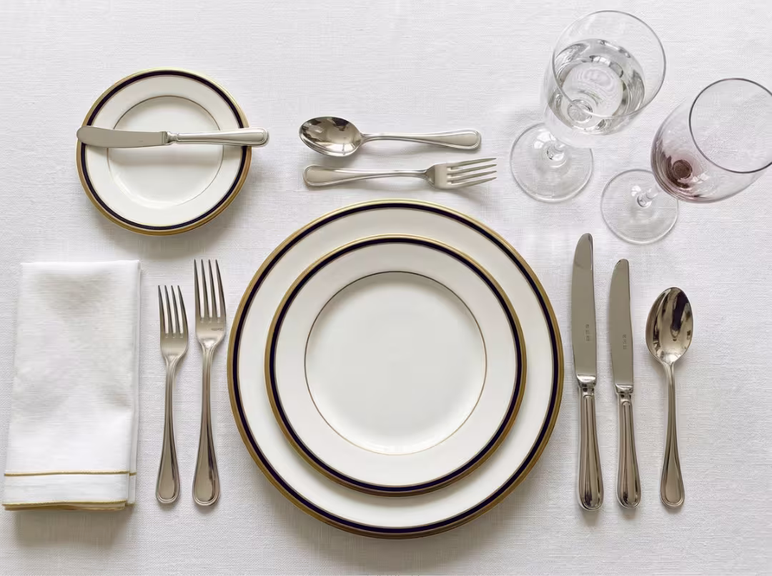Overhead view of formal place setting Overhead view of formal place setting
