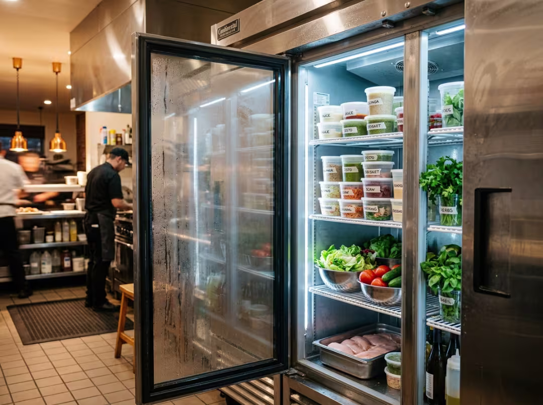 Stainless steel commercial refrigerator open Stainless steel commercial refrigerator open